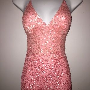 Sexy Cross Back Full Length Fitted Sequin Dress